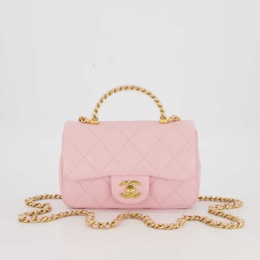 Chanel Mini Flap Bag Top Handle Lambskin