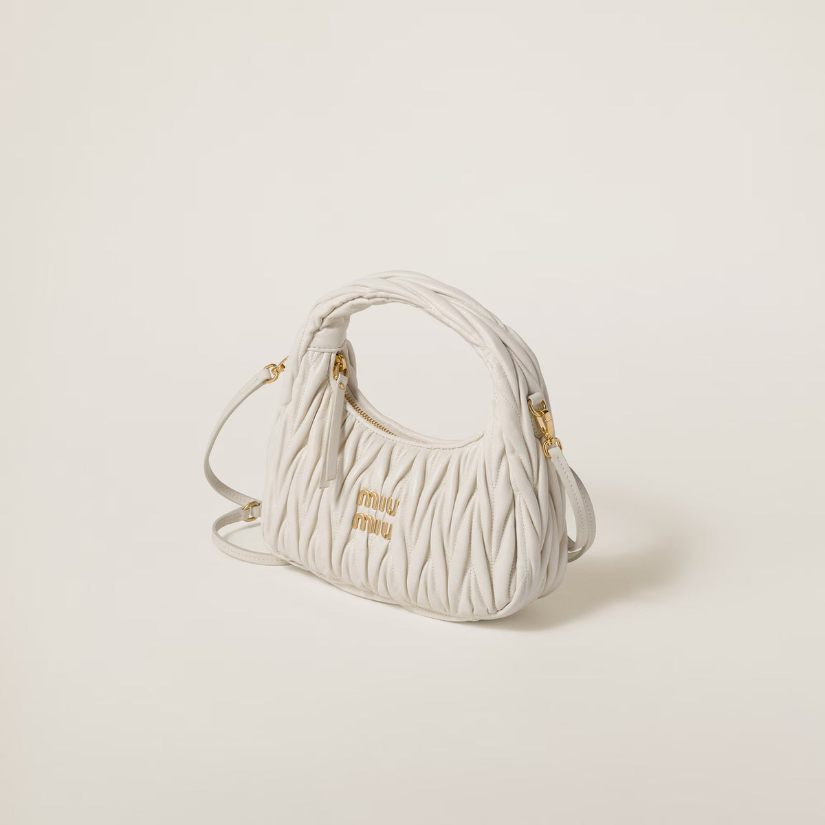 Miu Miu Wander Matelassé Nappa Leather Hobo Bag