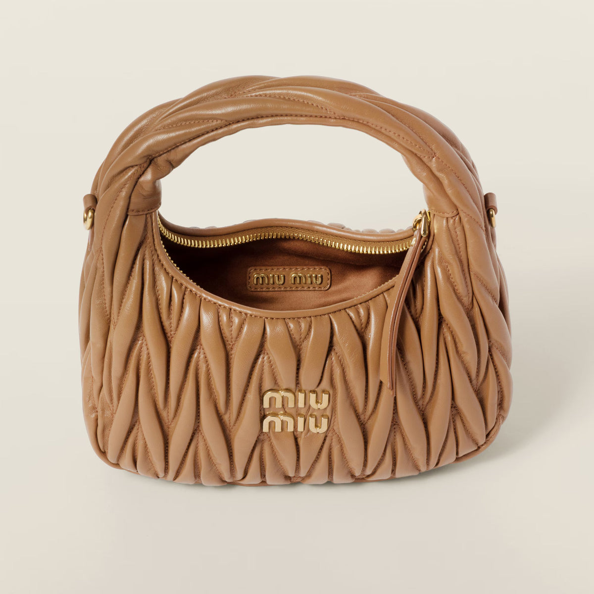 Miu Miu Wander Matelassé Nappa Leather Hobo Bag