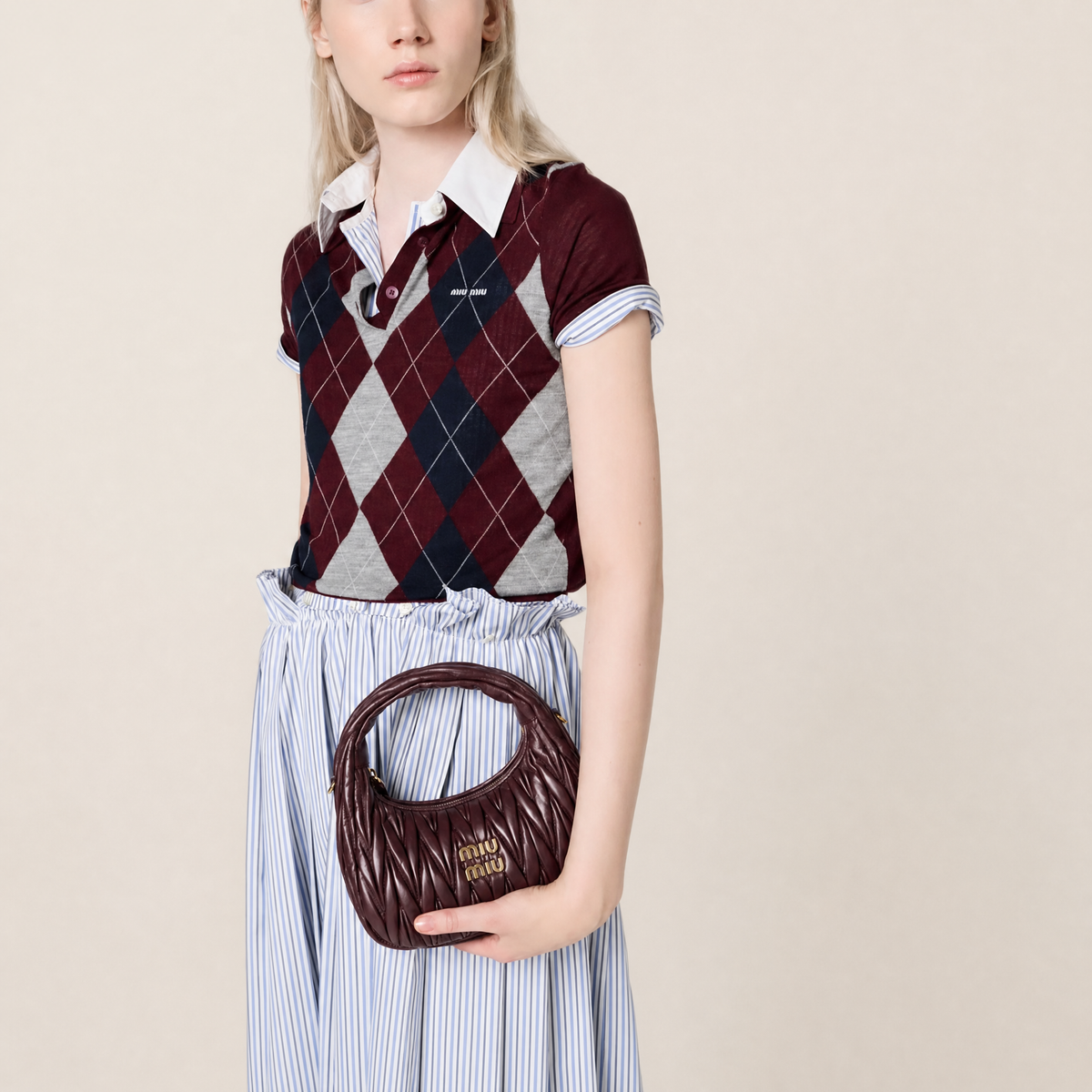 Miu Miu Wander Matelassé Nappa Leather Hobo Bag